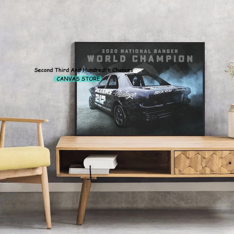 Oval Racings Cars Racing Legend Retro Banger Racing World Final Car Poster Canvas Painting Wall Picture Home Room Decor Car Gift image 3