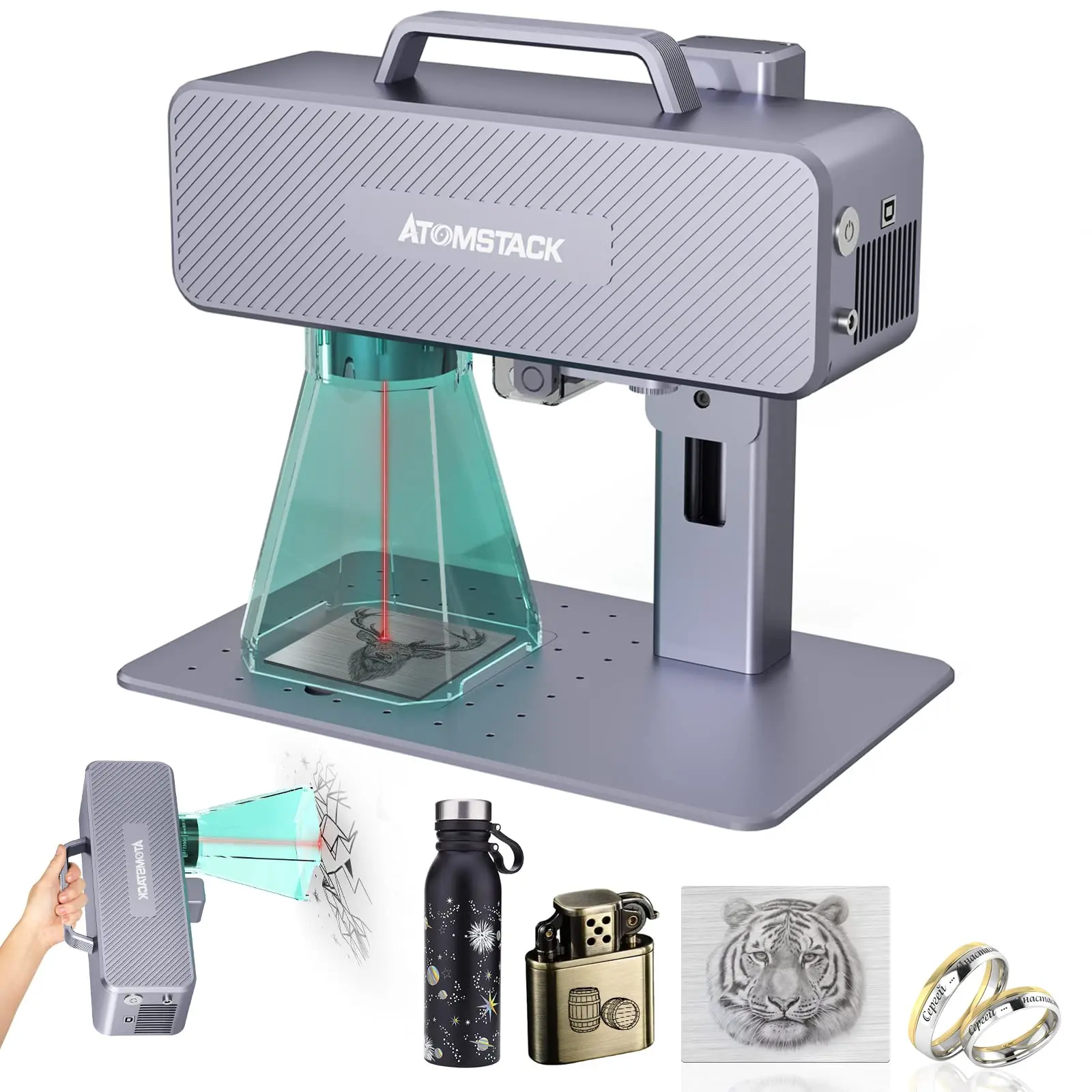 ATOMSTACK M4 Infrared Laser Marking Machine 720,000 mm/min Desktop Handheld Precise Positioning Fiber Engraver For Metal Plastic laser marking machine