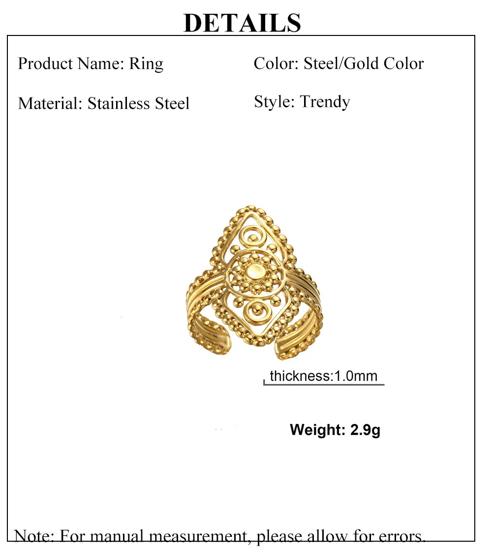 Cazador Edelstahl Goldfarbe Filigrane Blume des Lebens Ringe für Frauen Mutter Geschenk Fingerringe 2026 Schmuck Hochzeit – Detail 5