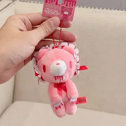 Gloomy Bear Blood Pink Lace Plush Keychain Doll - Cute & Creepy Bag Charm Collectible Gift (Gloomy Bear - pink)