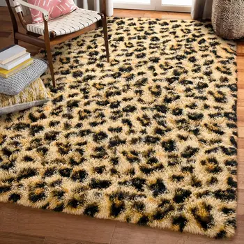 Fluffy Leopard & Cheetah Print Area Rug 1
