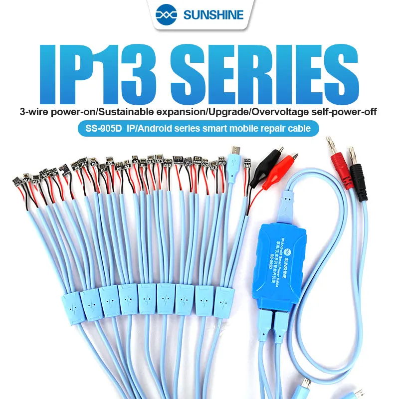 SUNSHINE SS 905D Código de alimentación de 3 cables, Cable de alimentación  para reparación de teléfonos móviles, Android, serie IP6 13| | - AliExpress