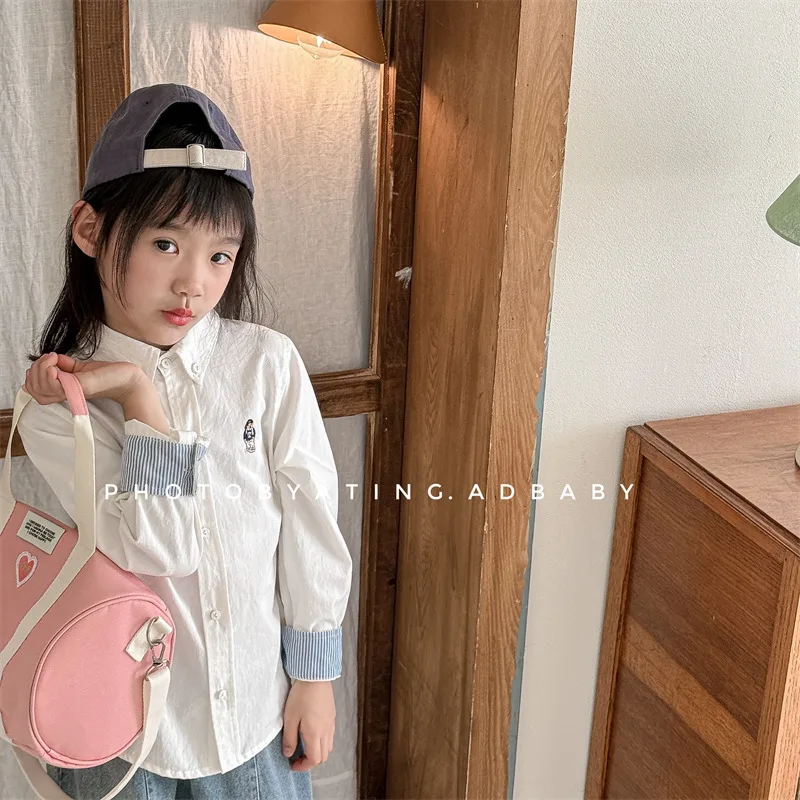 2024 Spring New Children Long Sleeve Shirts Fashion Girls Cartoon Lapel Shirt Baby Boys Cotton Tee Kids Casual Tops Clothes 2 2024 Spring New Children Long Sleeve Shirts Fashion Girls Cartoon Lapel Shirt Baby Boys Cotton Tee Kids Casual Tops Clothes - Image 2