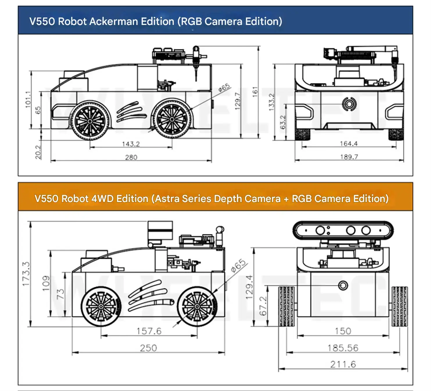 WHEELTEC V550 ROS2 educational robot, it comes with an artistic industrial desig