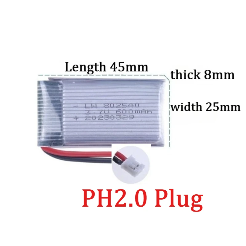 Batterie Drone 3.7V 600mAh Li-ion Rechargeable - SM2P/JST/PH2.0