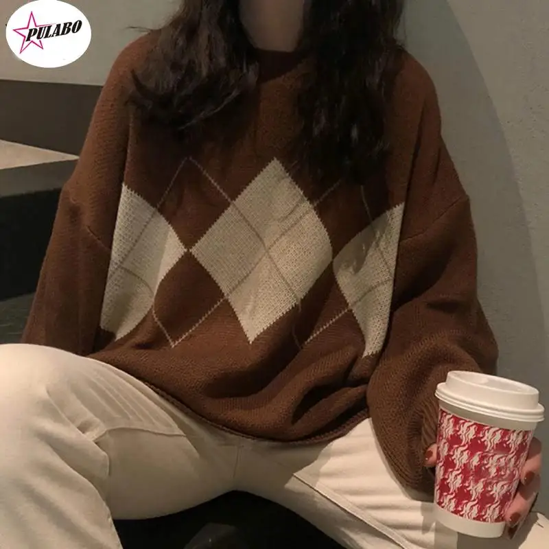 

Women Knitted Sweater Fashion Oversized Pullovers Ladies Winter Loose Sweater Korean College Style Women Jumper Sueter Mujer