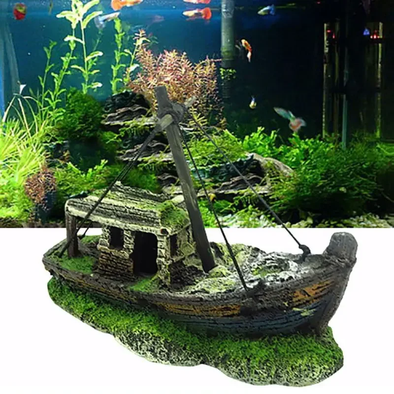 thumbnail image 2 of Fish Tank Shipwreck Ornament SLOCME Titanic Shipwreck Aquarium Ornament - 15 Inch Resin Decoration For Fish Tanks Titanic Shipwreck Resin Aquarium Ornament 15 Inch 2 of 13