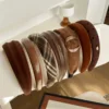 Fall Winter Retro Brown Leather Wide Edge Hairband Women's New 2025 Anti-Slip Face Washing Headband High Forehead Elegance Ha...