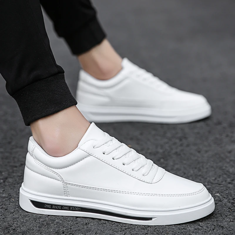 Men Shoes Leather Casual Shoes Classics Slip on for Work Bussiness Office Driving Sneaker Ventilate  Versatile Little White 3