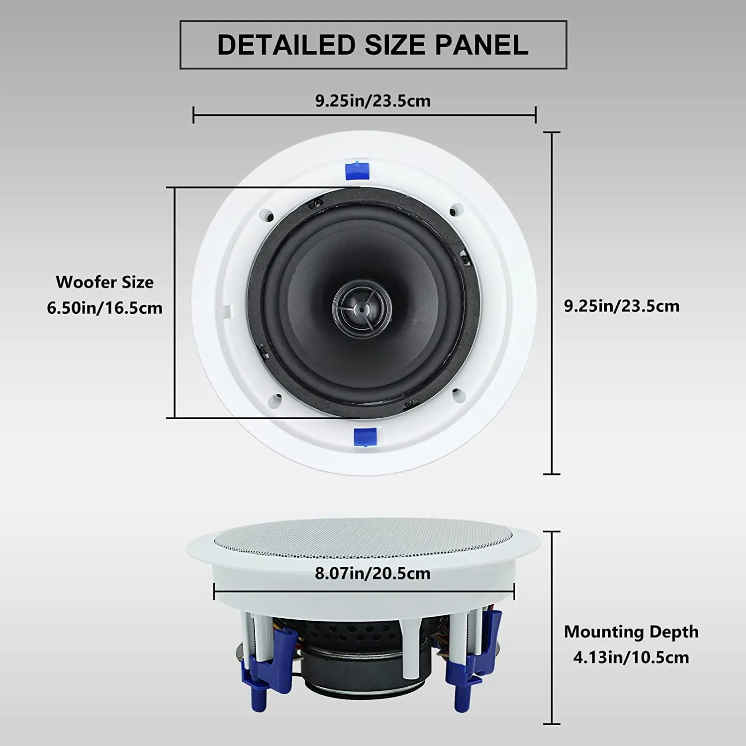 Herdio 6.5 Inch 640 Watts Ceiling Speakers 2 Way Flush Mount Passive Office Kitchen Living Room Bathroom 4 Speakers