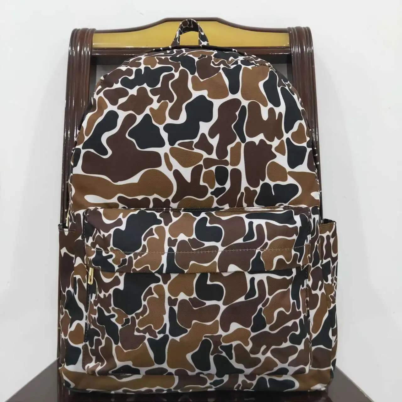 Western Fashion Baby Kids Boys Brown Camo Backpack Zip Back Bags Wholesale Boutique Children Back To School Bags 5