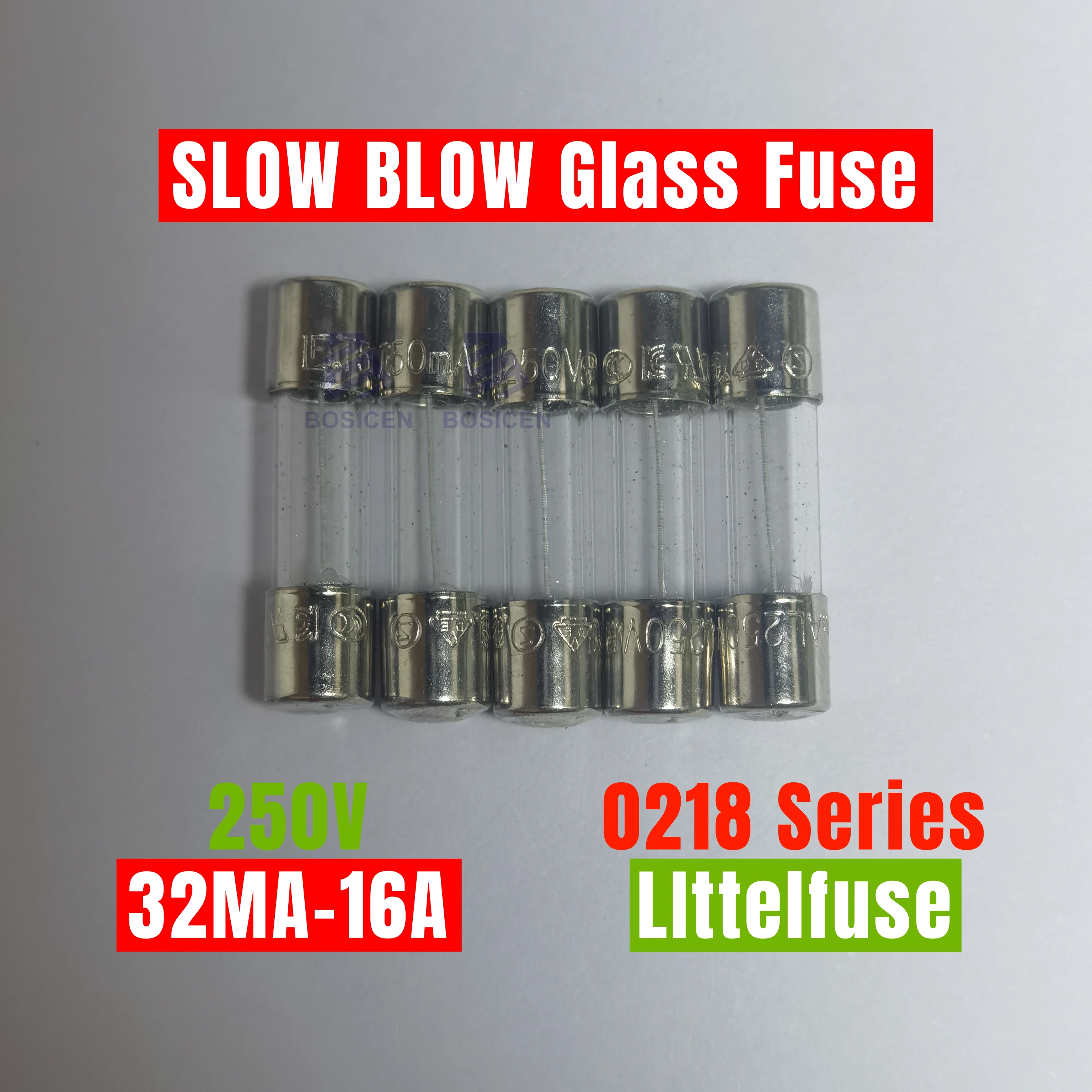 5PCS LF 218 Glass tube Fuse 5x20mm 250V Time-Lag Slow Blow Fuse 32MA 100MA 200MA 1A 1.6A 2A 2.5A 3.15A 4A 5A 6.3A 8A 10A 15A 16A