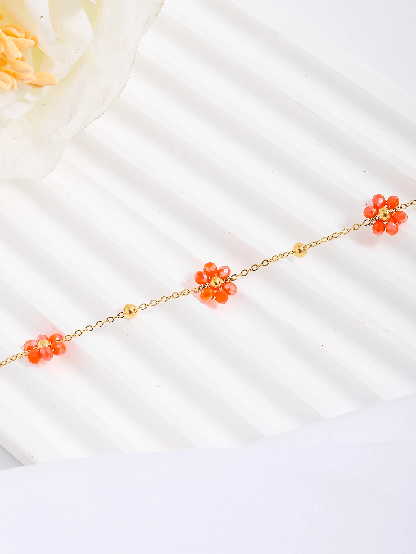 Stainless Steel Bracelet For Women Holiday Party Date Light Orange Pearl Chain Bracelet stainless steel bracelet chain bracelet