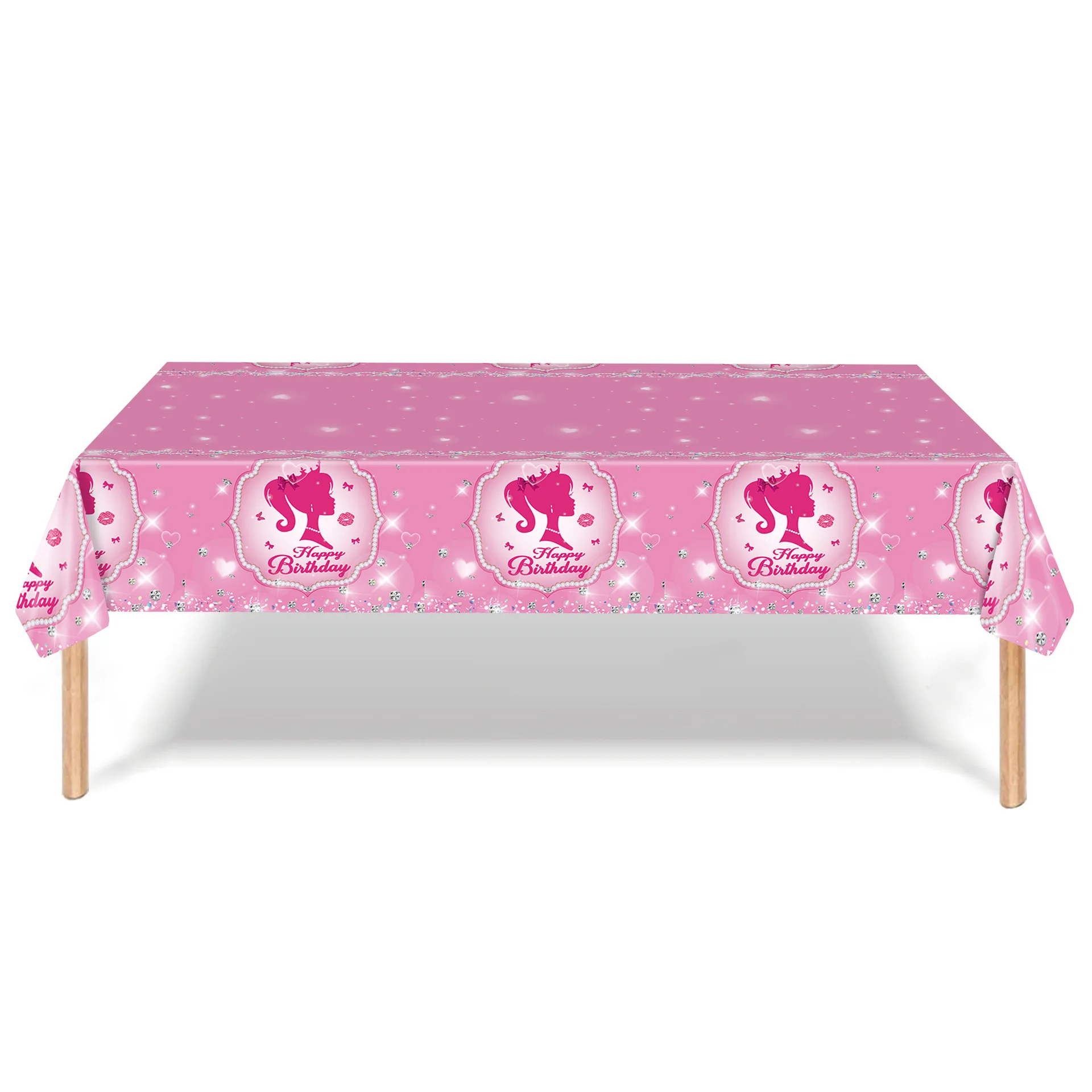 Description Picture 6 of itemBarbi Pink Disposable Tableware for Girl, Rose Diamond, Birthday Party Decoration Supplies, Cups, Plates, Balloons, Stickers