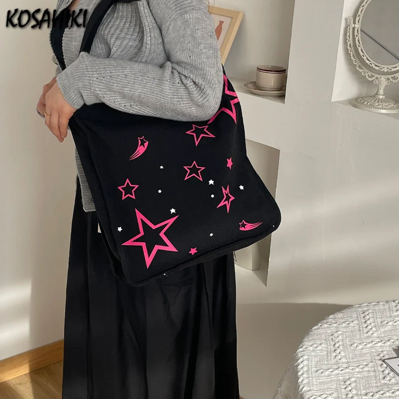 Y2K Star Tote Bag Black 3.0