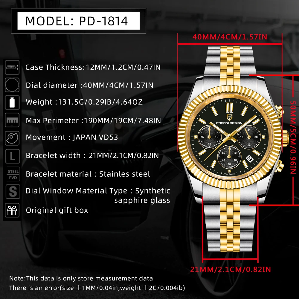 2025 New PAGANI DESIGN PD1814 Men's Quartz Watch High Quality