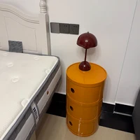 Table de chevet ronde en plastique avec tiroirs, boîte de rangement pratique, armoire de chevet, décor Chic pour chambre à coucher et salon 5