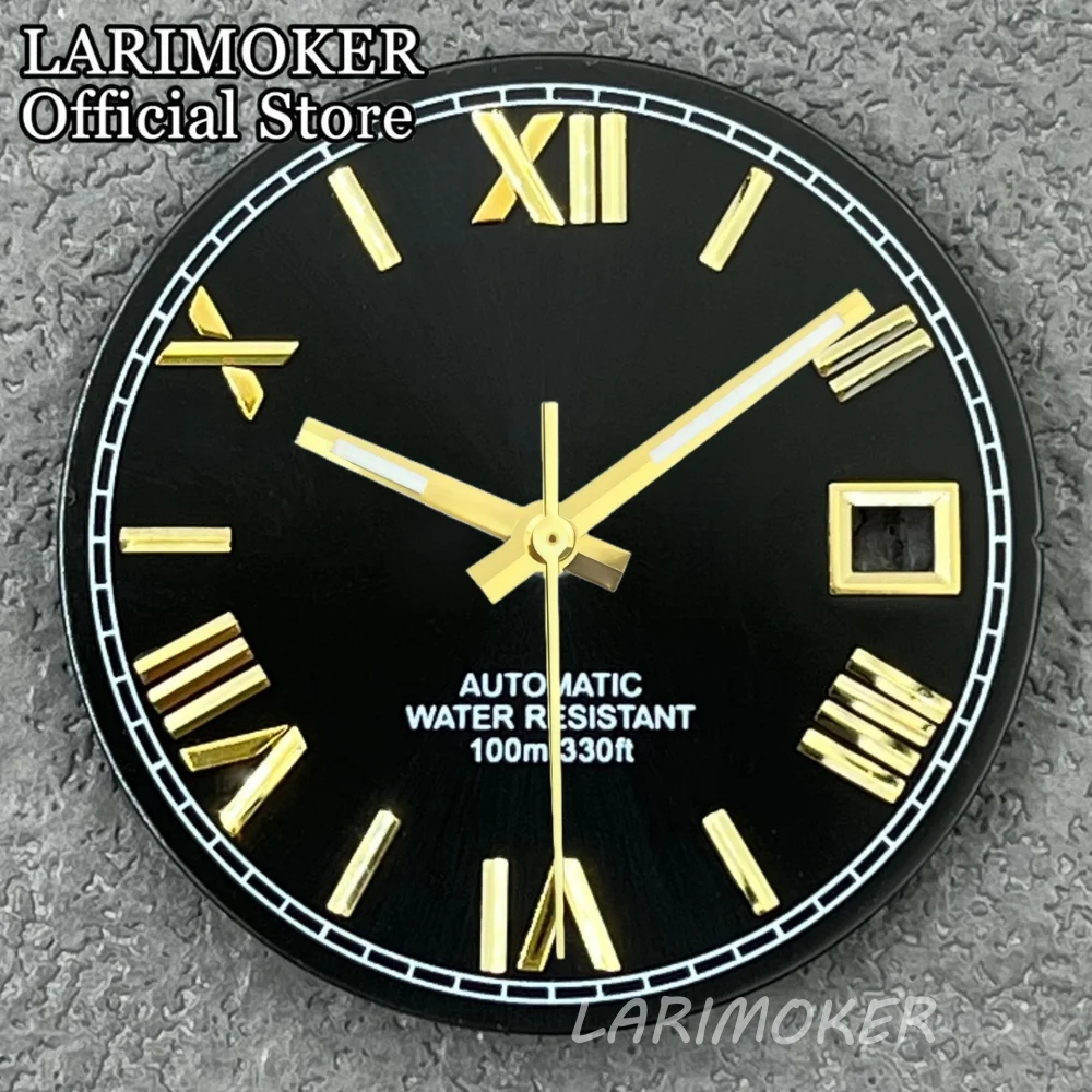 LARIMOKER 29 mm römisches Randzeichen Sunberst Datum Zifferblatt mit grünen Leuchtzeigern, geeignet für Mingzhu/PT5000 Uhrenzubehör – Detail 3