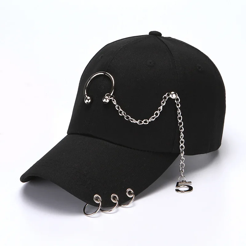 Hip Hop Baseball Cap with Ring Snapback Cap Women Men Trucker Hats ...