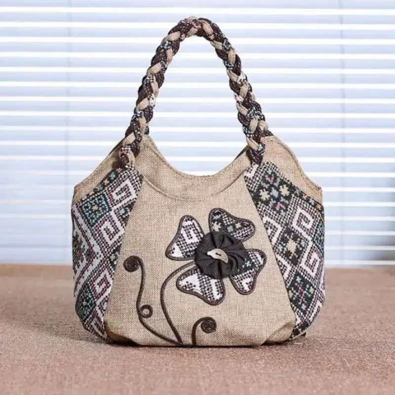 Женская льняная Повседневная сумка, Высококачественная дорожная сумка через плечо, сумка-шоппер, Женский кошелек большой емкости, женская сумка в национальном дизайне