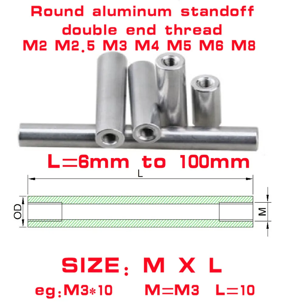 8 10mm L Colonne en aluminium Rods ronde Standoff Spacer Standoff Ecrou pour Pièces Rc M5 10pcs M5 