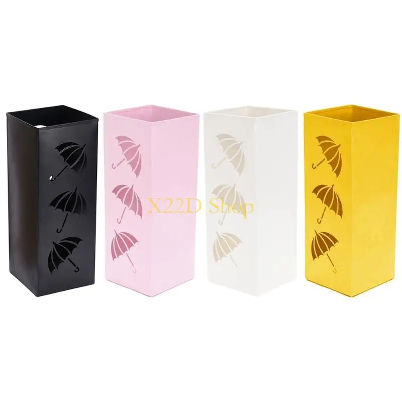 X22D Metal Umbrella Holder Multipurposes Square Umbrella Stand Rack Container
