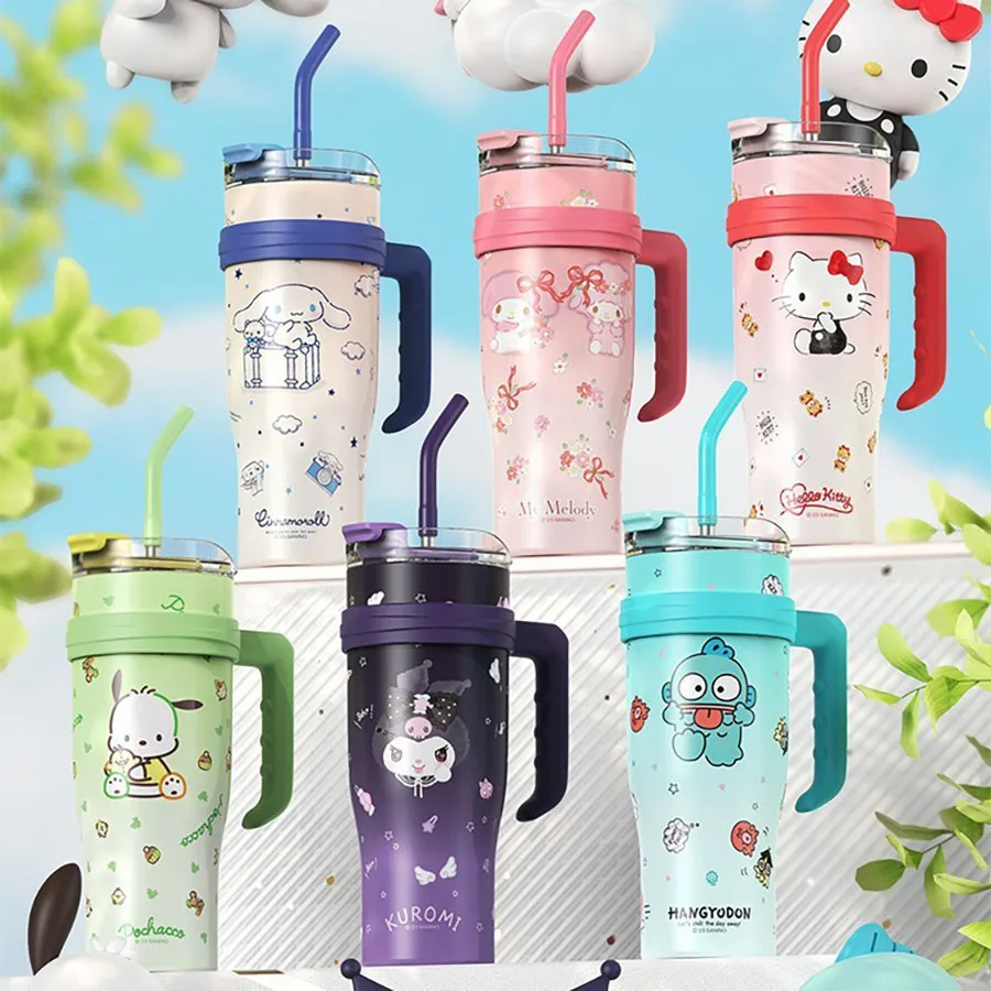 

Термос Hello Kitty Kuromi, 1200 мл, с пылезащитной соломенной крышкой