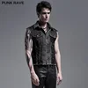 PUNK RAVE Men's Punk Daily Wear Decadent Broken Vest Distressed Turn Collar Casual Denim Waistcoat Streetwear 2