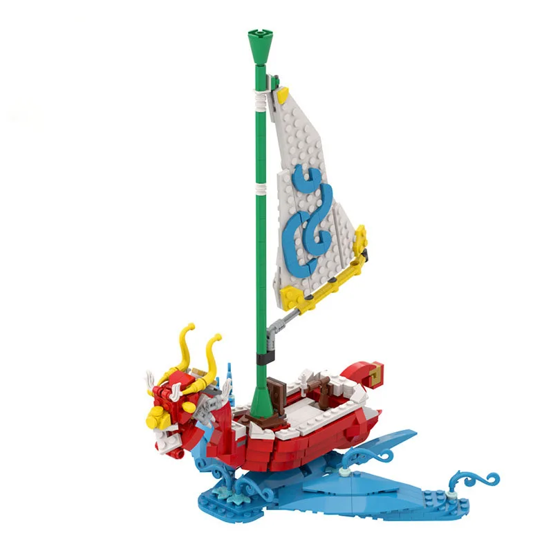 Moc 535 Pcs Gioco Zeldaed Ship Building Blocks Modello Di Assemblaggio Serie Di Giochi Wind Waker Boat Blue Sailing Boat Brick Toy Gift