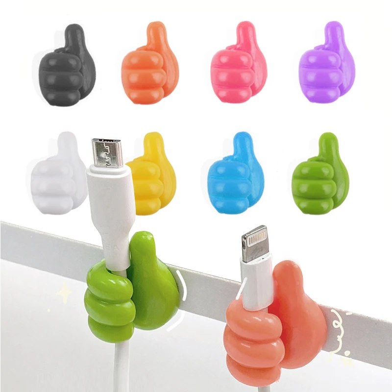 Thumb Hook Self Adhesive Wall Decoration Creative Silicone Key Hanger Hook Home Office Data Cable Clip Wire Desk Organizer 10Pcs key hanger hook