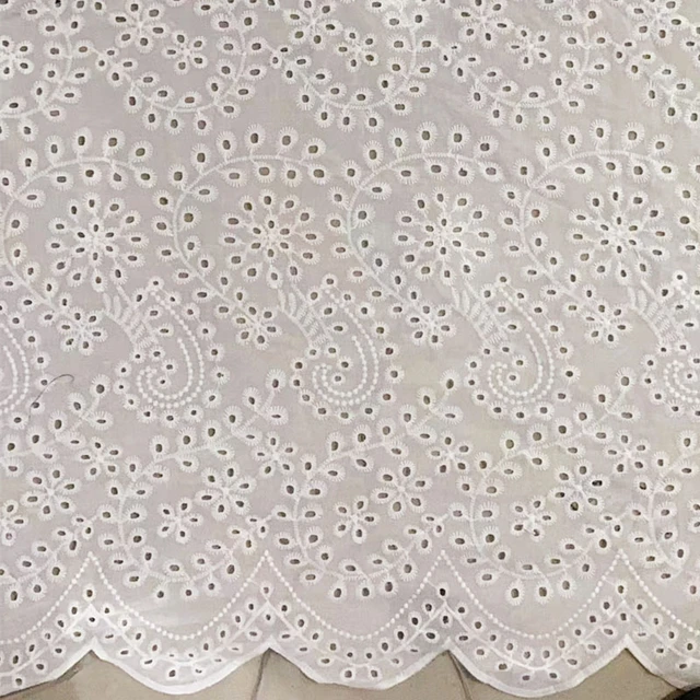 Eyelet Fabric by the Yard, 100% Cotton Lace Fabric, off White