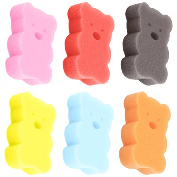 6 spugne da bagno a forma di orsetto per neonati, resistenti e portatili, strumento per la doccia, spugna per bambini piccoli