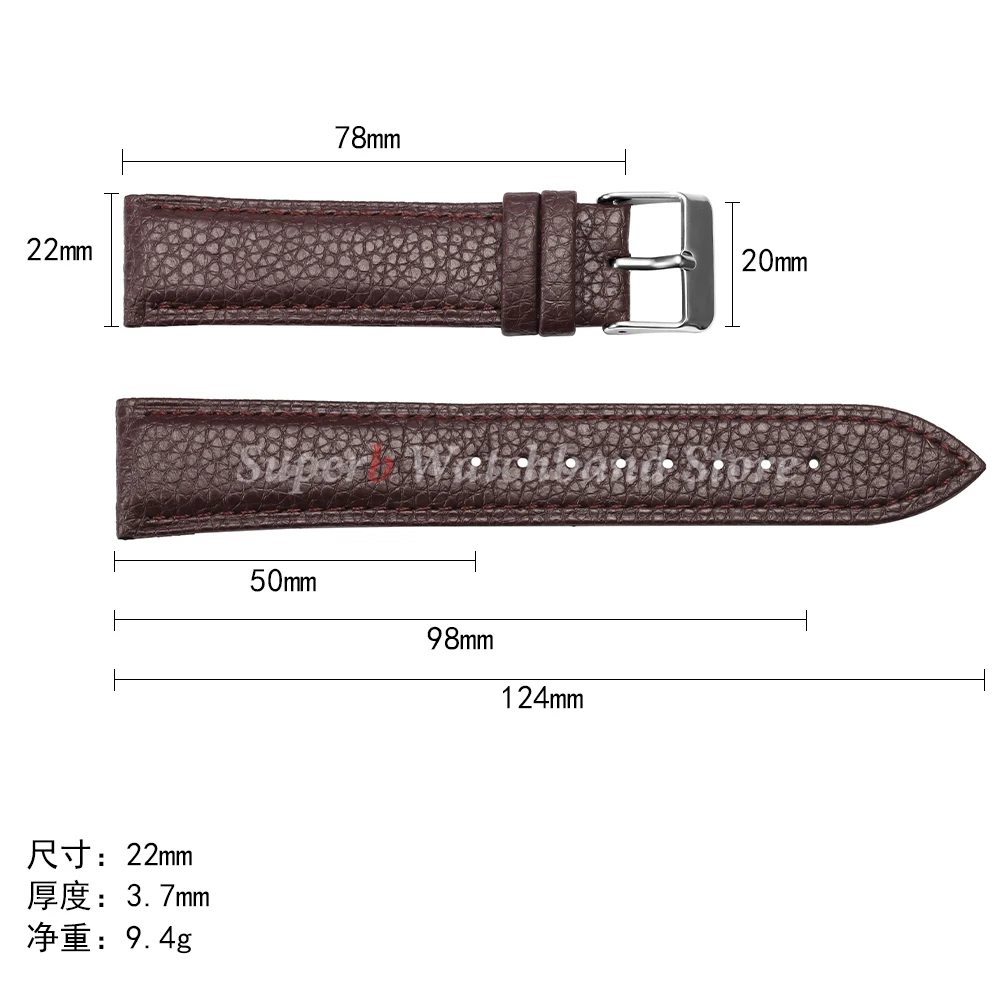 Elegant Litchi Pattern Leather Watch Band - Versatile Unisex Strap