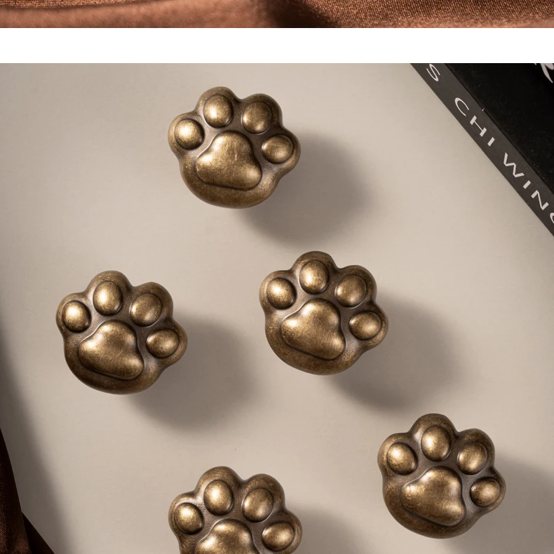 cat paw brass cabinet knob for kitchen drawers