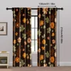 2pcs, Window Curtain Boho Leaf & Black Flower Peel 100% Polyester (without rod) Decorations For Home Use for Living Room, 5