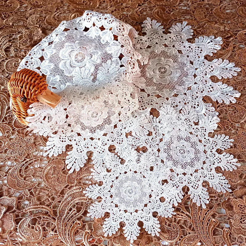 Table plate bowl insulation pad round hollow coaster lace embroidered tablecloth fabric decoration 1 PCS lace coaster