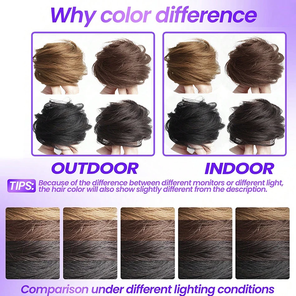 2PCS Messy Human Hair Bun Chignon With Elastic Rubber Band Stretchy 100% Human Hair Scrunchies Hair Bun Donut Elegant Ponytail