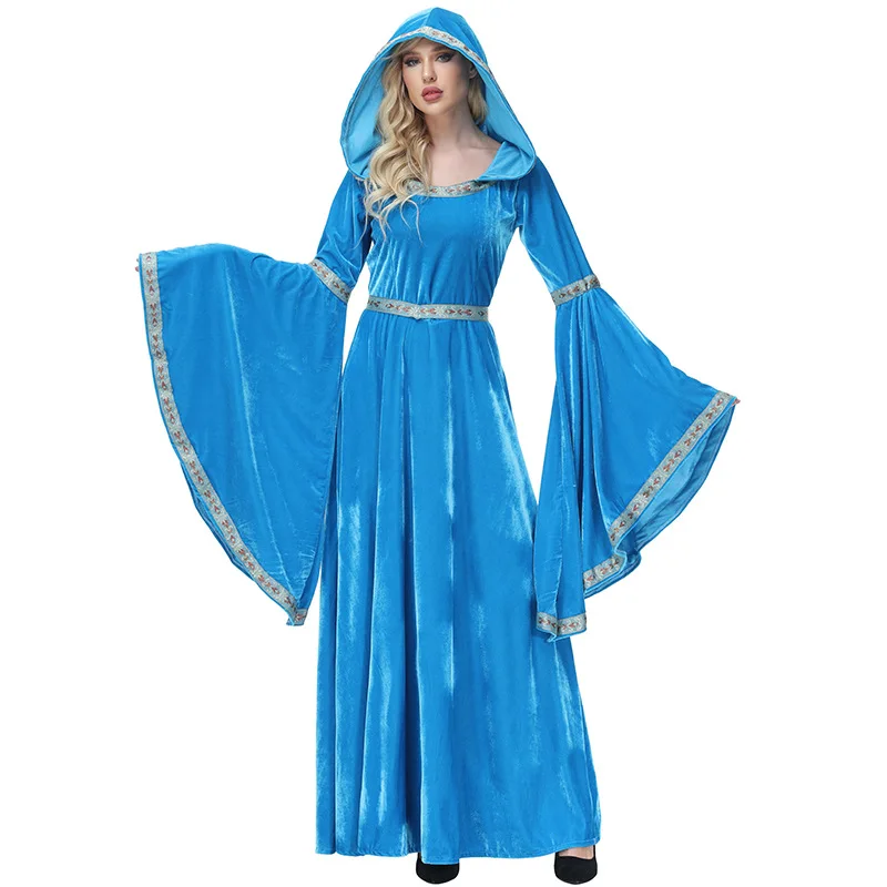 

Women Medieval Blue Court Vintage Dress For Halloween