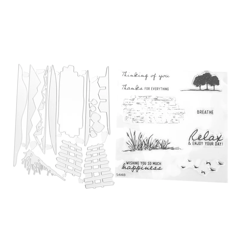 

Beautiful Landscape Dies And Stamps Sets For Card Making Fence Houses Metal Cutting Dies For Paper Crafting Arts Crafts