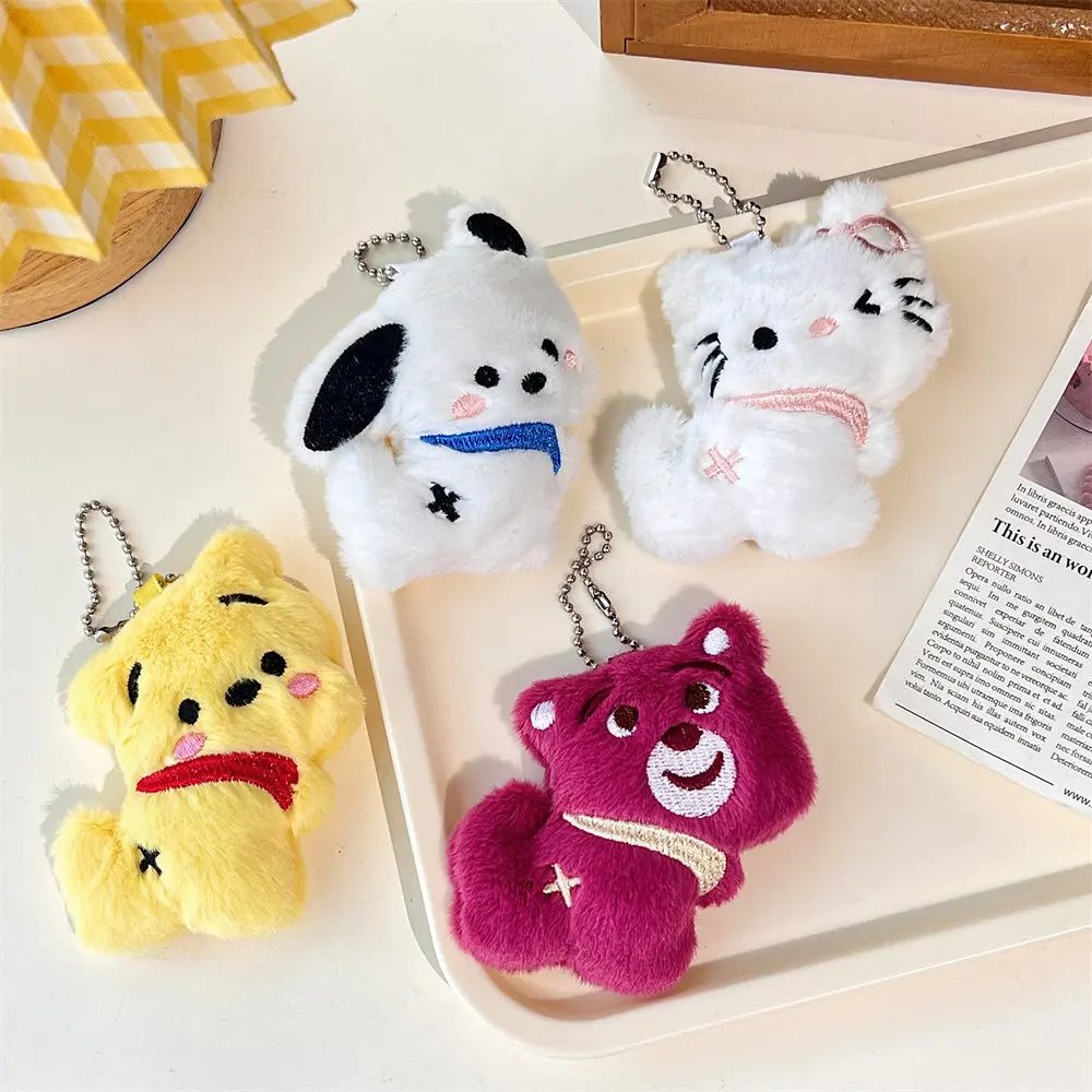 Sanrio Hello Kitty 10cm Plush Toy Keychain Kawaii Cute Kuromi Cinnamoroll Pochacco Plush Doll Gift Melody for Friends Childrens 3