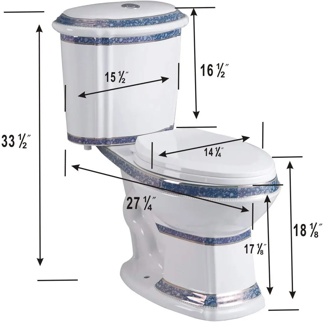 India Reserve  Elongated Bathroom Toilet WaterSense Dual Flush with Slow Close  Seat Two-Piece Grade Porcelain Scratch and Stain 5