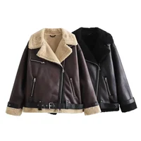 UNIZERA 2023 Autumn/Winter New Women's Wear New Fashion Casual Loose Versatile Leather and Fur One Piece Jacket Coat 1