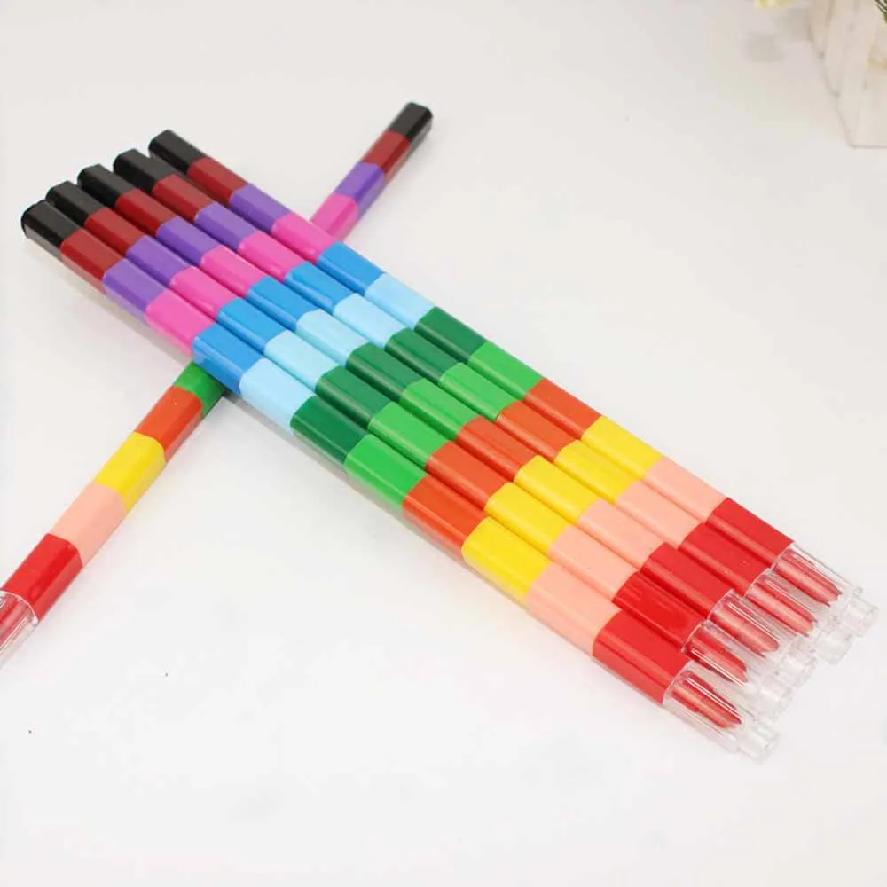 6 Pcs/lot Crayon Creative Building Blocks Crayon Cute Kawaii Graffiti Pens  For Painting Korean Stationery Student For Kids - Crayons/water-color Pens  - AliExpress