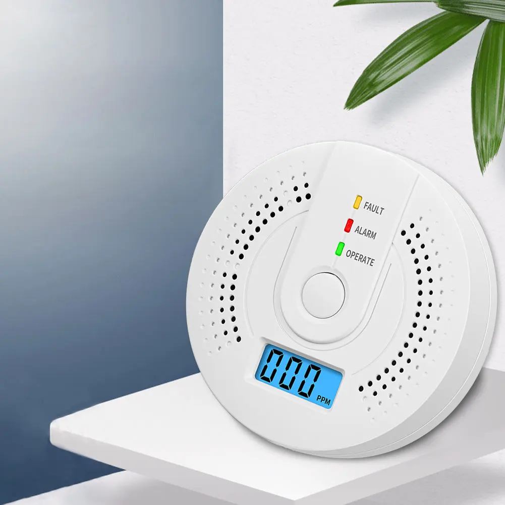 Digital Carbon Monoxide Detector Sound Warning & LED Indicator Battery Powered CO Gas Monitor Alarm Detector for Home Warehouse