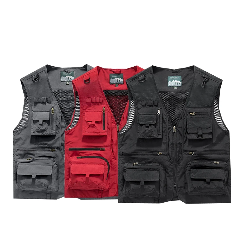 

Summer Men Unloading Vest Men's Photographer Waistcoat Mesh Work Sleeveless Tools Pocket Vest Tactical Hunting Fishing Wear