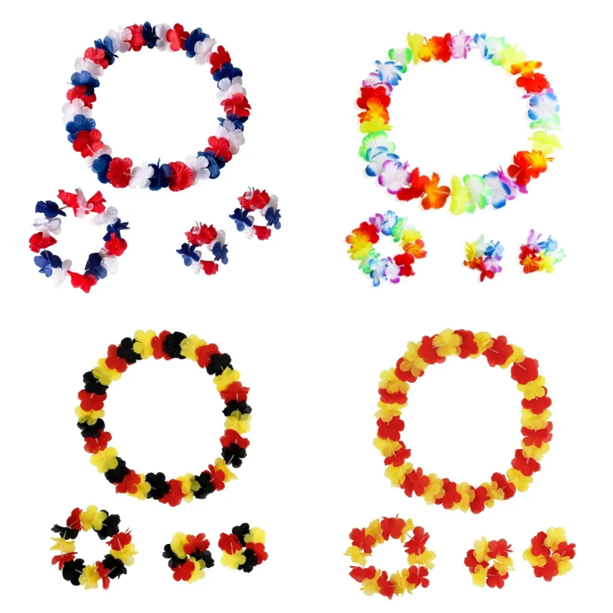 4 Teile/satz Hawaiian Künstliche Blumen Leis Halskette Girlande Stirnband Hochzeit Geburtstag Strand Tropische Party Dekoration
