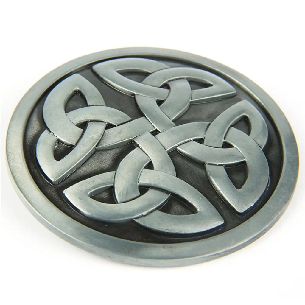 Decorative Pattern Western Style Cowboy Silver Round Belt Buckle Men