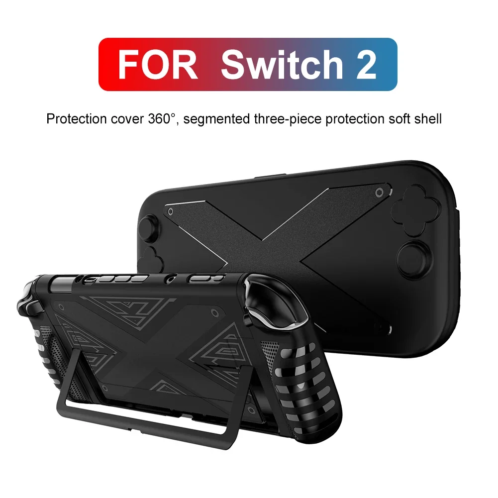 TPU Case with Stand for Switch 2 Protective Case Cover Removable Abs Front Cover Shockproof for Switch 2 Handheld Gaming Console
