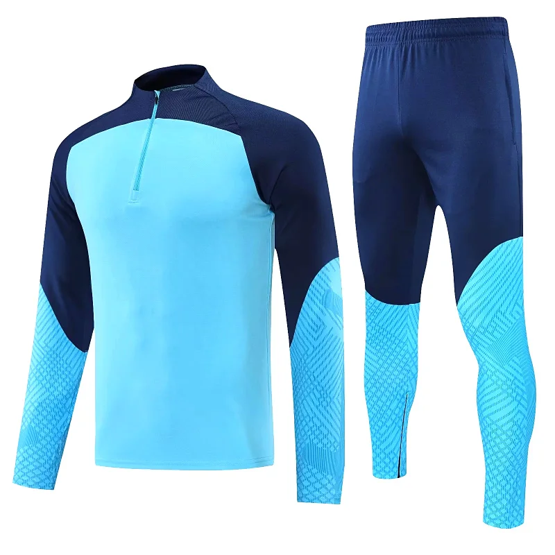 Men's Sports Set Children Football Training Tracksuit Long Sleeve Jerseys Zipper Tops And Pants 23-24 Gym Jogging Soccer Uniform