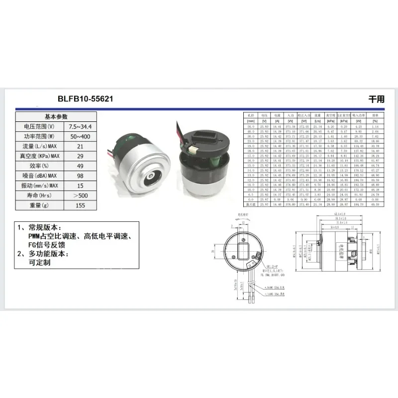 BLDC 24V 350W 20KPA 고출력 저소음 고속 소형 가정용 진공 청소기 브러시리스 모터